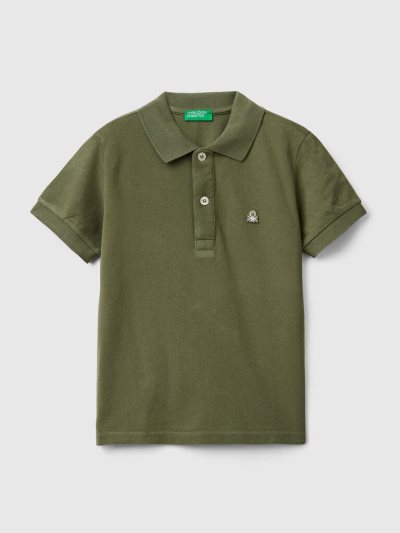 Benetton Organic Katoenen Kort Sleeve Poloshirt Kinderen Groen | BE673568