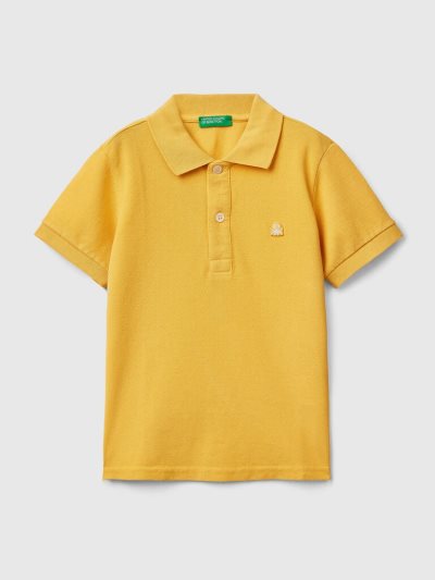 Benetton Organic Katoenen Kort Sleeve Poloshirt Kinderen Geel | BE758914