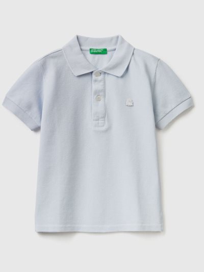 Benetton Organic Katoenen Kort Sleeve Poloshirt Kinderen Blauw | BE886277