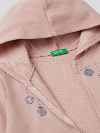 Benetton Organic Katoenen Met Capuchon Hoodie Kinderen Roze | BE803175