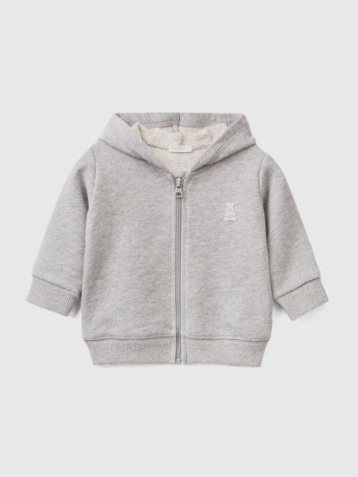 Benetton Organic Katoenen Met Capuchon Sweatshirt Kinderen Lichtgrijs | BE430620