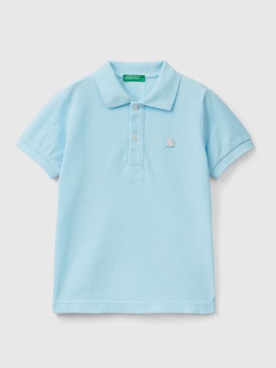 Benetton Organic Katoenen Short Sleeve Polos Kinderen Blauw | BE968195