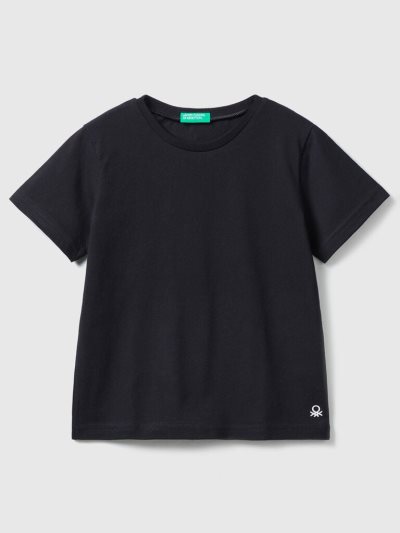 Benetton Organic Katoenen Short Sleeve T-shirts Kinderen Zwart | BE795913