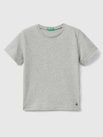 Benetton Organic Katoenen Short Sleeve T-shirts Kinderen Lichtgrijs | BE816185