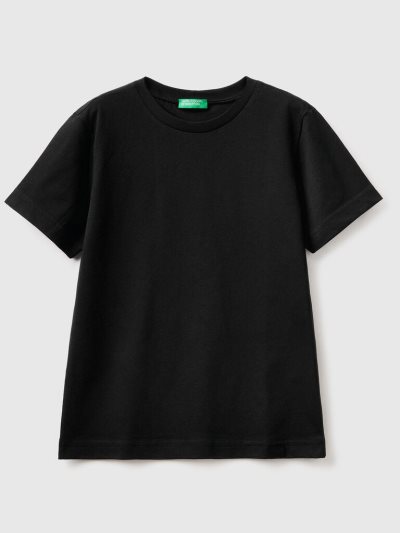 Benetton Organic Katoenen Short Sleeve T-shirts Kinderen Zwart | BE829797