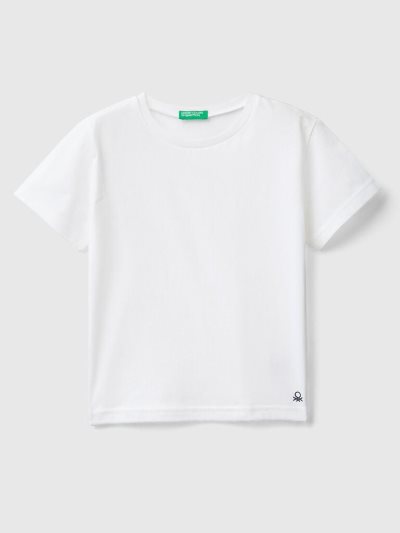 Benetton Organic Katoenen Short Sleeve T-shirts Kinderen Wit | BE853368