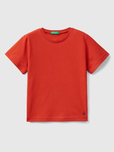 Benetton Organic Katoenen Short Sleeve T-shirts Kinderen Rood | BE934456