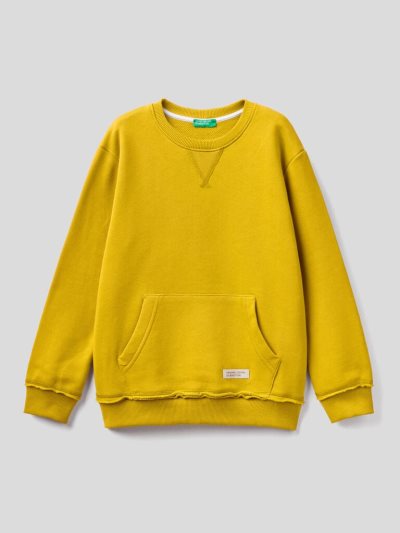 Benetton Organic Katoenen Sweatshirt Kinderen Mosterdgeel | BE589127