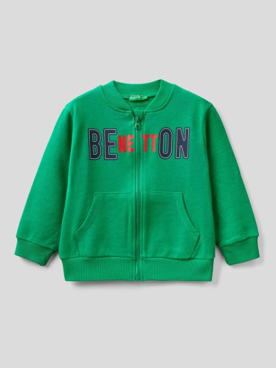 Benetton Organic Katoenen Zip Sweatshirt Kinderen Groen | BE454964