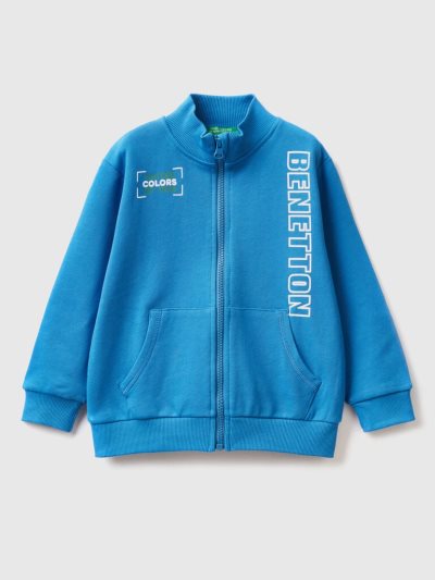 Benetton Organic Katoenen Zip Sweatshirt Kinderen Blauw | BE720671