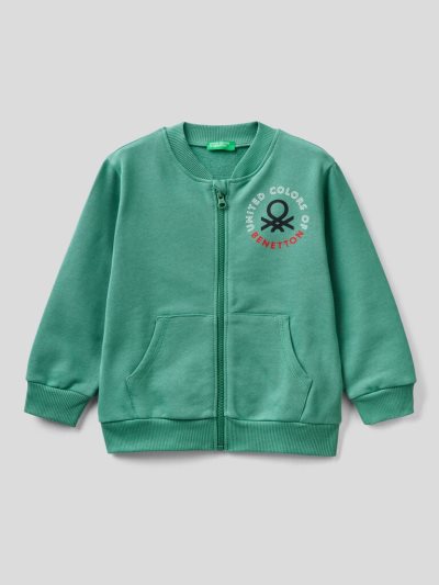 Benetton Organic Katoenen Zip Sweatshirt Kinderen Lichtgroen | BE724660