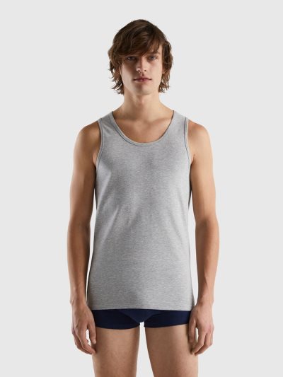 Benetton Organic Stretch Katoenen Tanktop Heren Lichtgrijs | BE951095