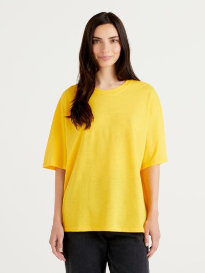 Benetton Oversized Kort Sleeve T-shirts Dames Geel | BE567297