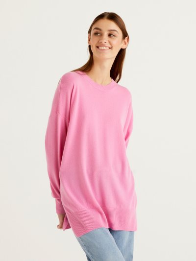 Benetton Oversized Slits Truien Dames Roze | BE632215