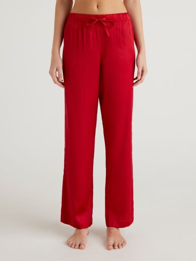 Benetton Palazzo Satin Broek Dames Rood | BE473402