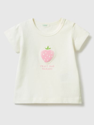 Benetton Patch And Print T-shirts Kinderen Wit | BE795650