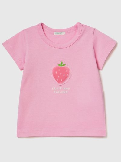 Benetton Patch And Print T-shirts Kinderen Roze | BE965484