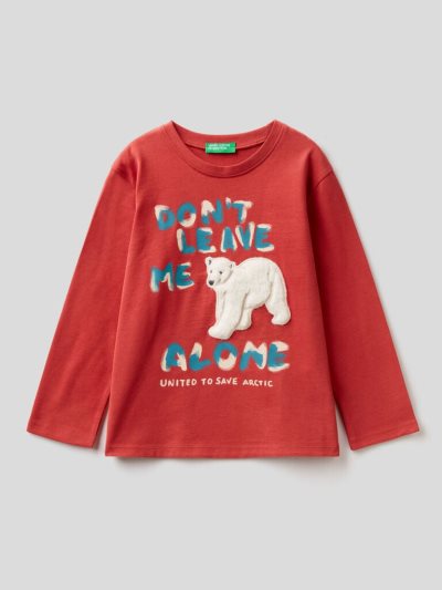 Benetton Patch Warm Katoenen Long Sleeve T-shirts Kinderen Rood | BE145996