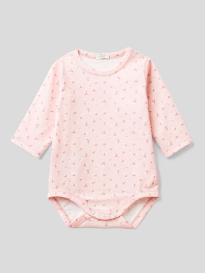 Benetton Patterned 100% Organic Katoenen Bodysuits Kinderen Roze | BE504288