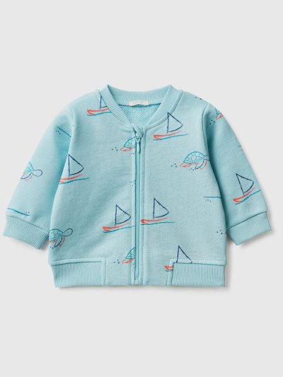 Benetton Patterned Pure Katoenen Sweatshirt Kinderen Turquoise | BE135546