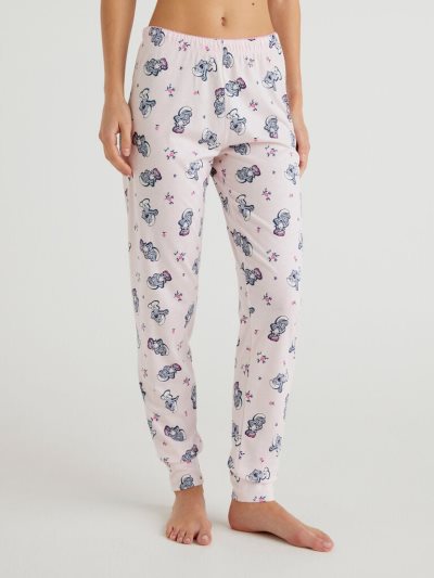 Benetton Patterned Smurfs Broek Dames Roze | BE694357