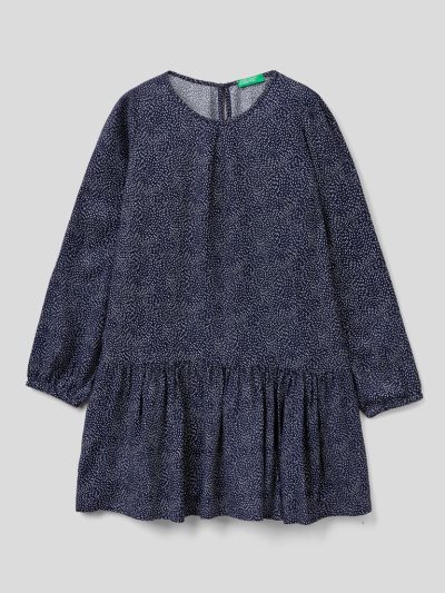 Benetton Patterned Sustainable Viscose Jurken Kinderen Blauw | BE252950