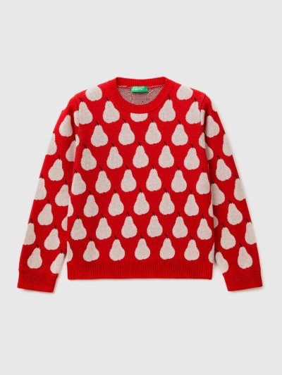 Benetton Pear Pattern Truien Kinderen Rood | BE968476