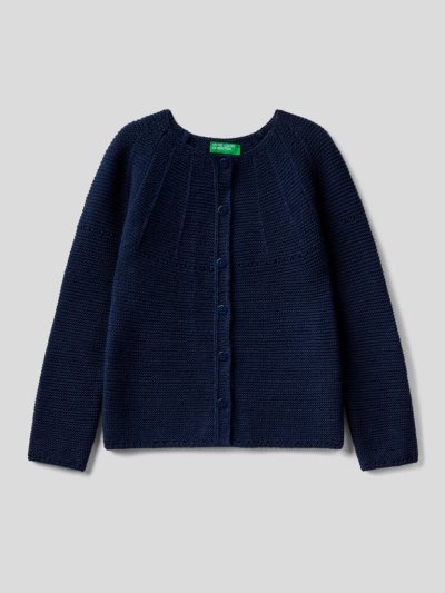 Benetton Perforated Details Cardigan Kinderen Donkerblauw | BE196014