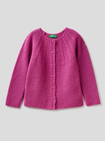 Benetton Perforated Details Cardigan Kinderen Cyclamen | BE291714