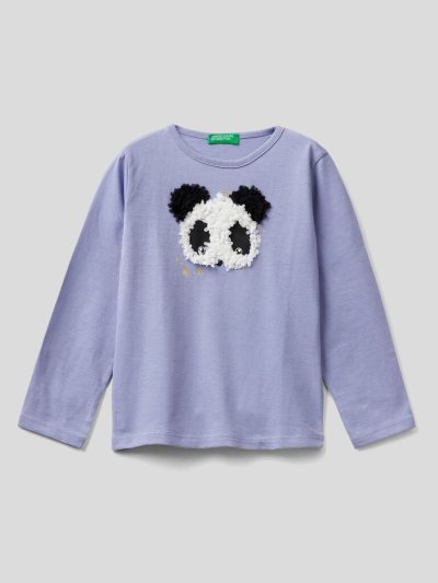 Benetton Petal Look Applique Long Sleeve T-shirts Kinderen Lilac | BE933527