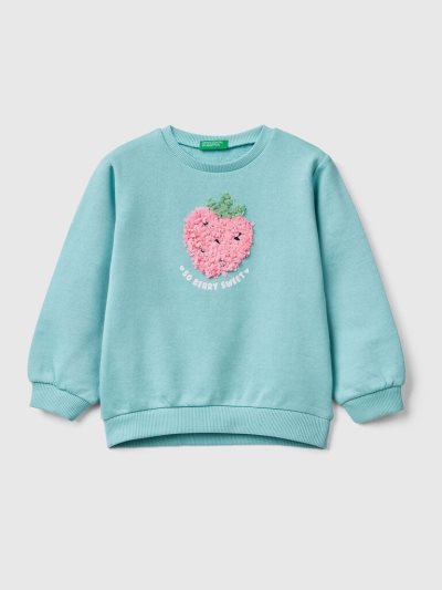 Benetton Petal Look Applique Sweatshirt Kinderen Aqua | BE187323