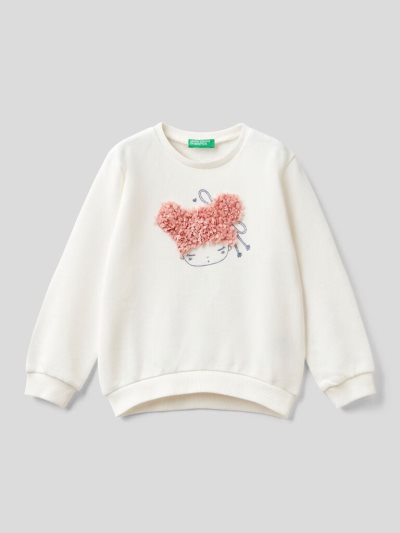 Benetton Petal Look Applique Sweatshirt Kinderen Wit | BE259054