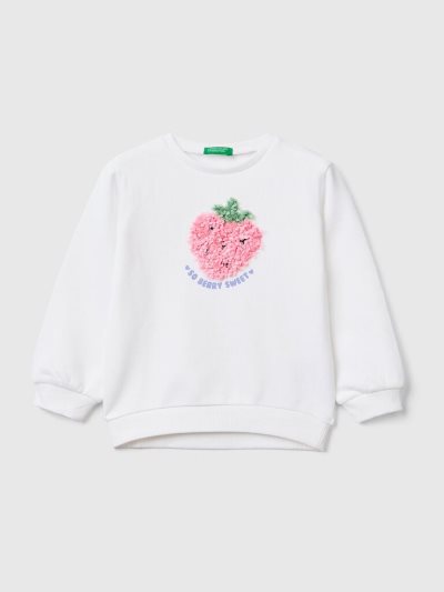 Benetton Petal Look Applique Sweatshirt Kinderen Wit | BE796181