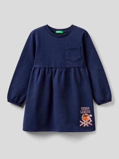 Benetton Photo Print Jurken Kinderen Donkerblauw | BE695126