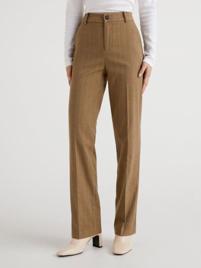 Benetton Pinstripe Look Regular Fit Broek Dames Grijs | BE118339