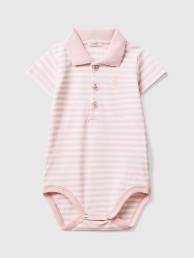 Benetton Polo Bodysuit Stretch Katoenen Bodysuits Kinderen Roze | BE319001