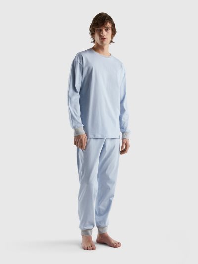 Benetton Pouch 100% Katoenen Pyjamas Heren Blauw | BE190564