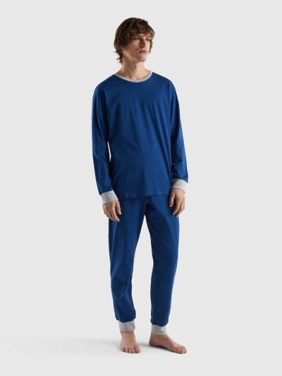 Benetton Pouch 100% Katoenen Pyjamas Heren Donkerblauw | BE394886