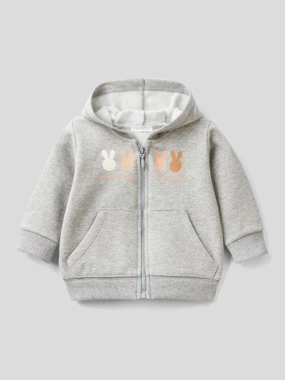 Benetton Print On The Pocket Hoodie Kinderen Grijs | BE113814