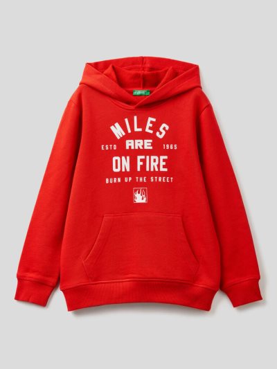 Benetton Printed Hoodie Kinderen Rood | BE945527