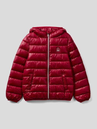 Benetton Puffer Hood Light Jackets Kinderen Bordeaux | BE045149