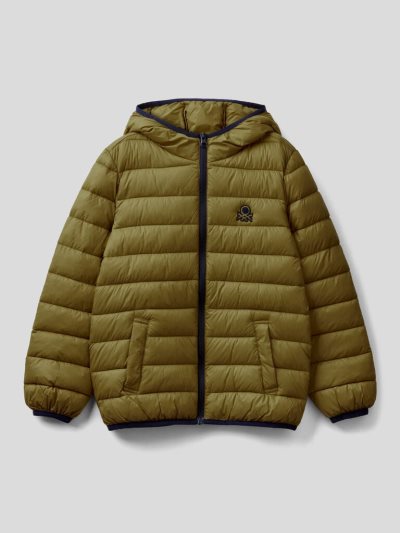 Benetton Puffer Hood Padded Jackets Kinderen Groen | BE877209