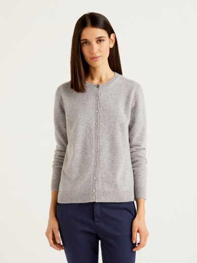 Benetton Pure Cashmere Cardigan Dames Grijs | BE370819