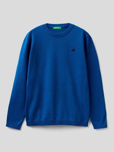 Benetton Pure Katoenen Logo Truien Kinderen Blauw | BE274402