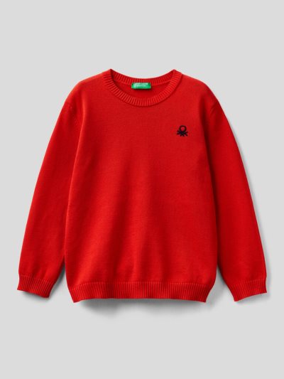 Benetton Pure Katoenen Logo Truien Kinderen Rood | BE443277