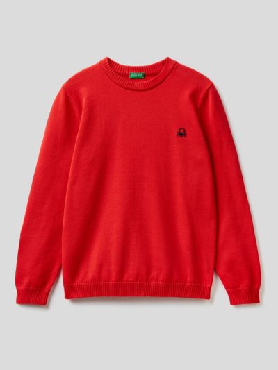 Benetton Pure Katoenen Logo Truien Kinderen Rood | BE462977