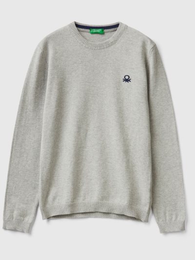 Benetton Pure Katoenen Logo Truien Kinderen Lichtgrijs | BE686388