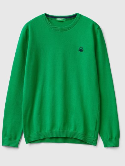 Benetton Pure Katoenen Logo Truien Kinderen Groen | BE941785