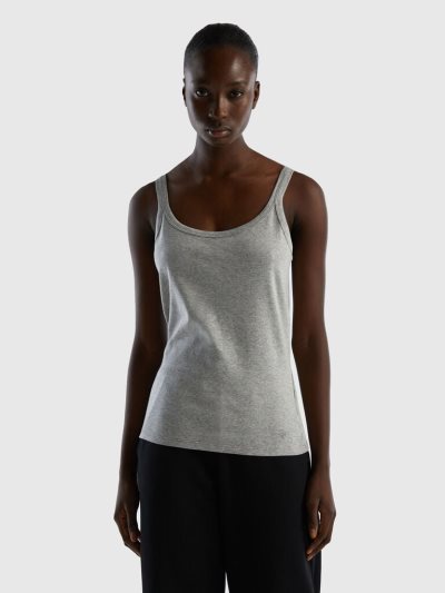 Benetton Pure Katoenen Tanktop Dames Lichtgrijs | BE689396