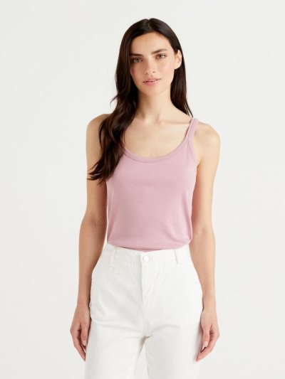 Benetton Pure Katoenen Tanktop Dames Roze | BE886451